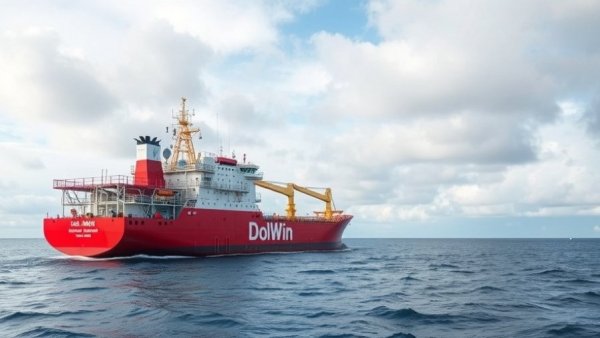 DolWin cable installation vessel sailing offshore.