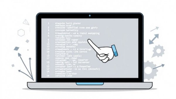 Abstract digital illustration of a computer with coding elements for Google Ads scripts.