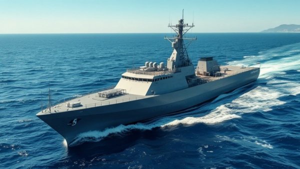 Modern naval frigate on the sea reflecting UK defense exports record.