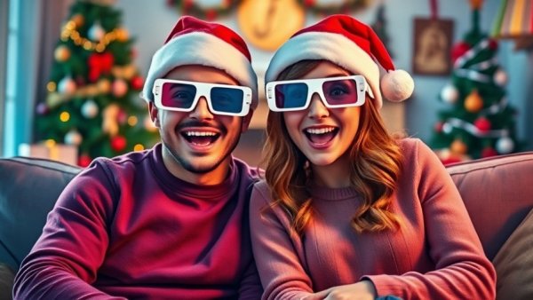 Emotionally engaging holiday ads 2025: couple enjoying festive decor.