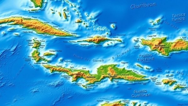 Detailed map to monitor maritime threats in the Caribbean region.