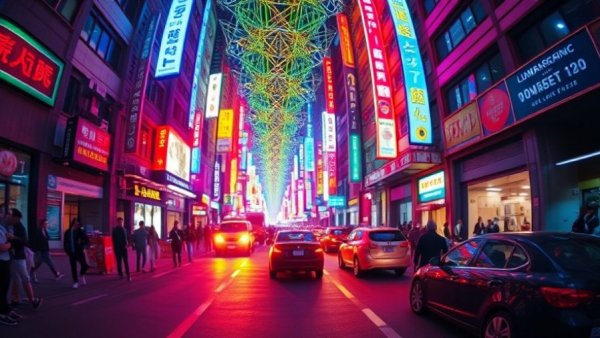 Luminar Lidar point cloud street scene with vivid colors and detail.