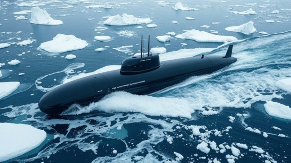 Canadian Patrol Submarine Project vessel in icy Arctic waters.