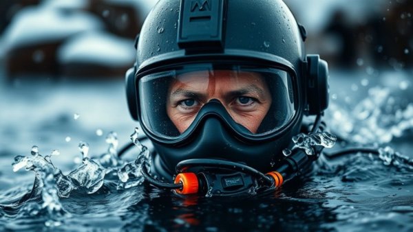 Diver in cold water during Baltic maritime readiness training.