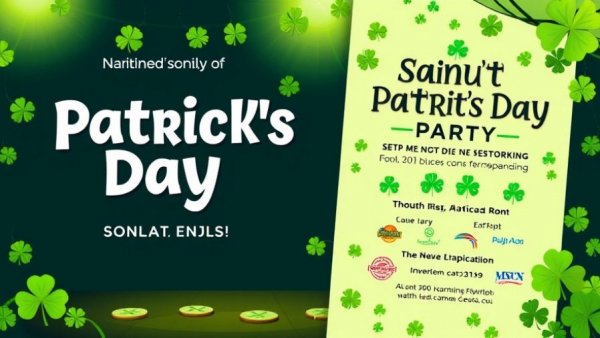 Saint Patrick's Day maritime networking event flyer with details and shamrocks.