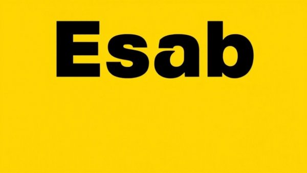 ESAB logo on yellow backdrop related to EWM Welding Technology Sold in North America.