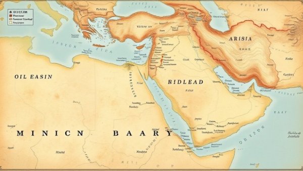 Map of Middle East highlighting oil regions, OPEC+ countries.