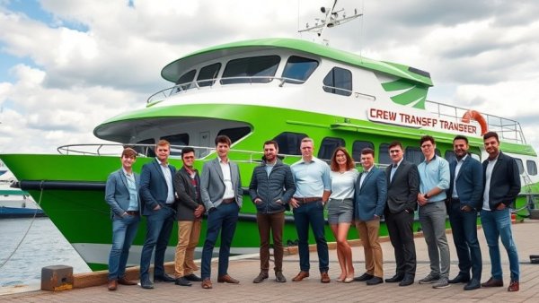 Group on a Supa Swath Crew Transfer Vessel under blue sky.