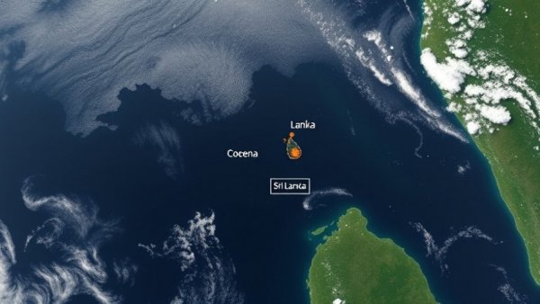 Aerial image of oil spill near Sri Lankan coast