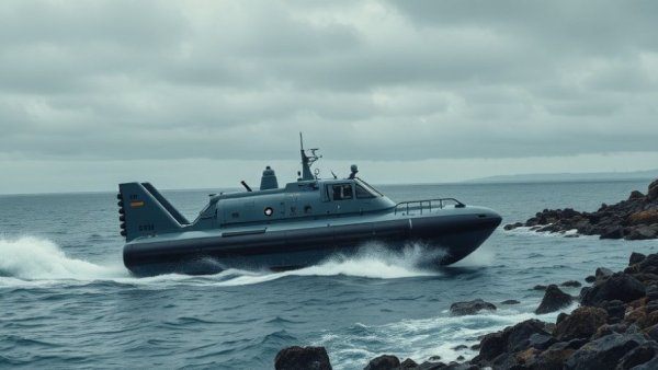 Marine Expeditionary Unit hovercraft speed over water.