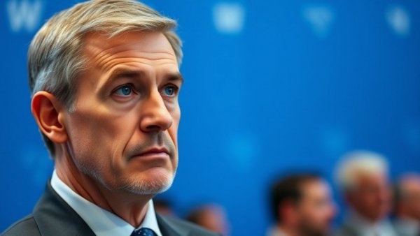 Middle-aged businessman in a suit, thoughtful in a professional setting.