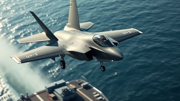 F-35 jet from 13th Marine Expeditionary Unit landing on carrier.