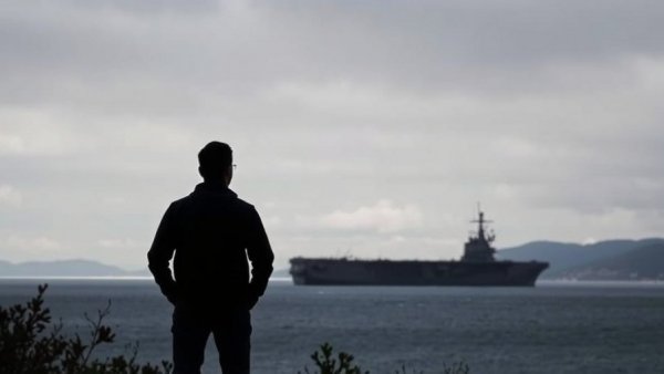 USS Gerald R. Ford in Croatia observed from the shore.