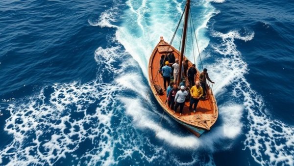 Coast Guard repatriates migrants as boat sails through ocean.