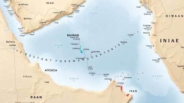 Map of Strait of Hormuz and Bahrain for UN Resolution.