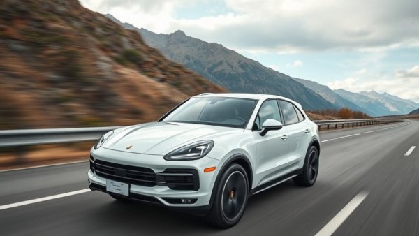 Sleek Porsche Cayenne Coupe Electric on highway