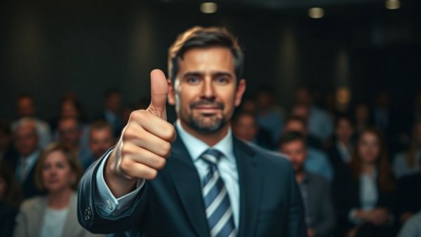 Business leader gives thumbs up during OpenAI Microsoft partnership event.