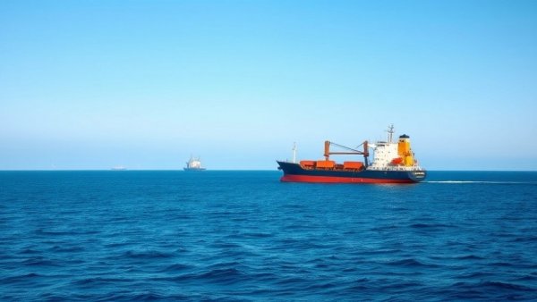 Cargo ship on blue sea with industrial background, representing Tidewater revenue decline Q1 2023.