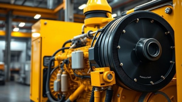 Close-up of industrial generator engine during power supply testing