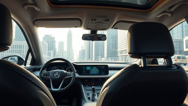Waymo robotaxi interior highlighting technology features.