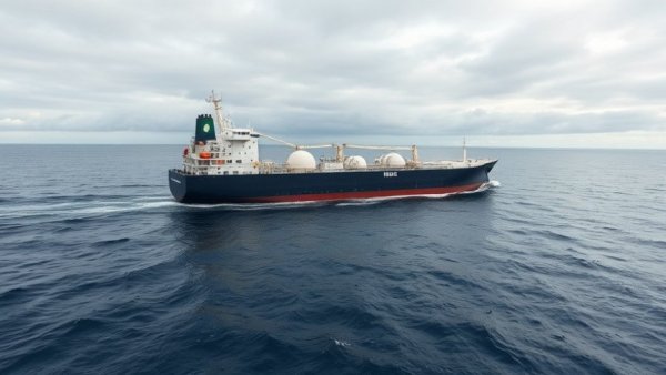 Ammonia tanker ship on calm sea under cloudy sky, Hydrogen Not Next LNG.