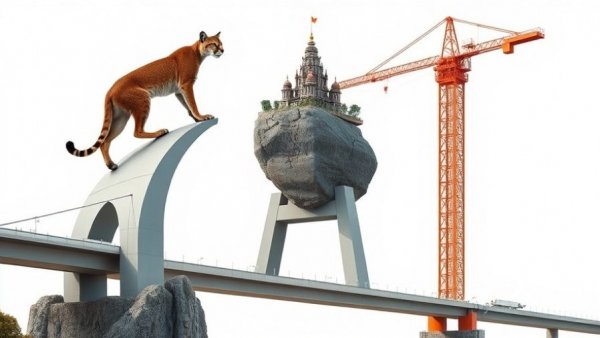 Surreal construction with cougar and temple rock