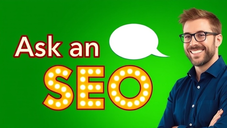 SEO themed graphic with smiling man's photo and bold text.