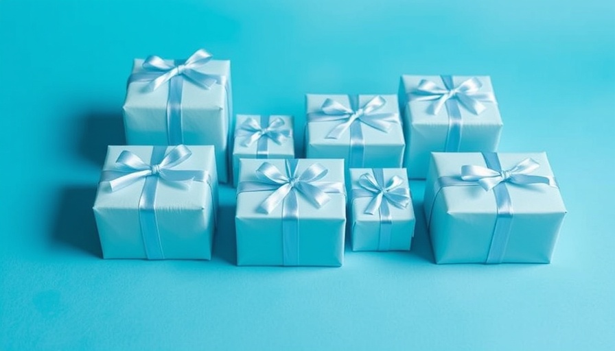 Light blue gift boxes representing generous leadership, minimalist design.