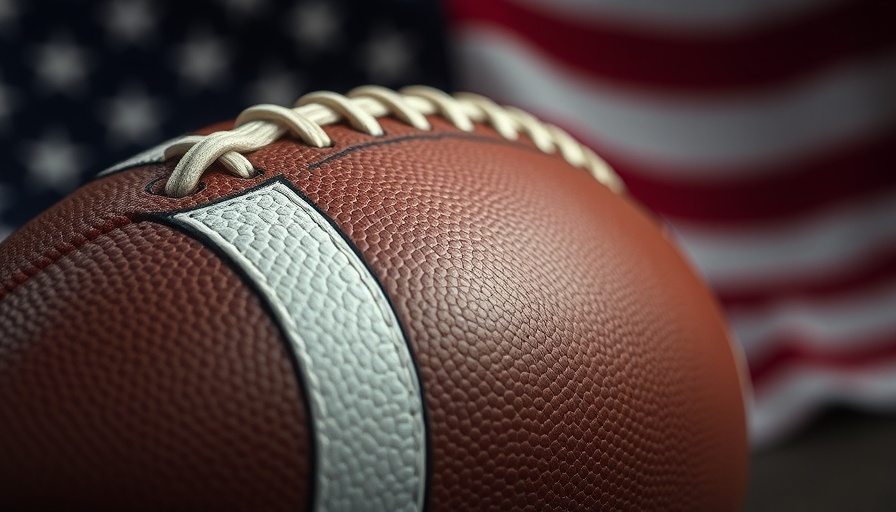 Close-up of football against American flag, college football healing imagery