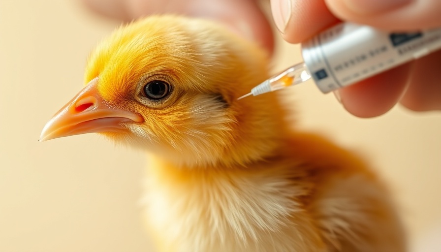 Chick receiving vaccination amidst Bird Flu pandemic measures.