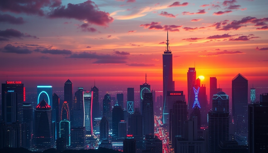 Texas winter weather and cityscape with neon lights at sunset