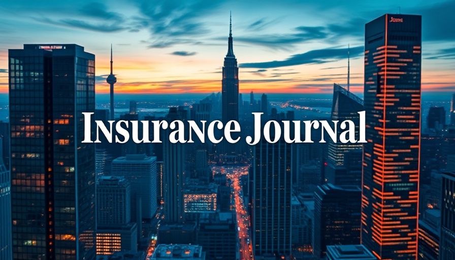 Holmes Murphy Expansion: Futuristic cityscape with Insurance Journal logo.