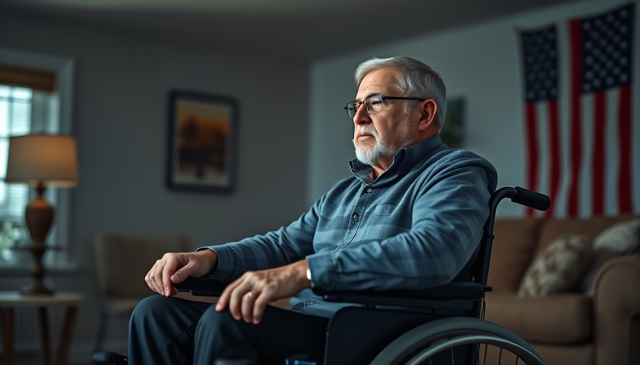 Man using assistive tech in living room, Neuralink concept