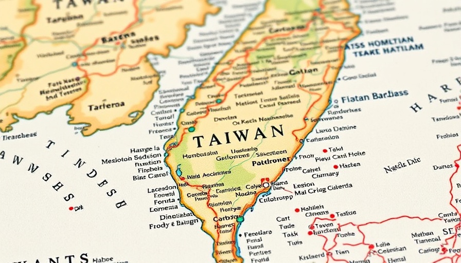 Vintage-style map of Taiwan highlighting geographical features.