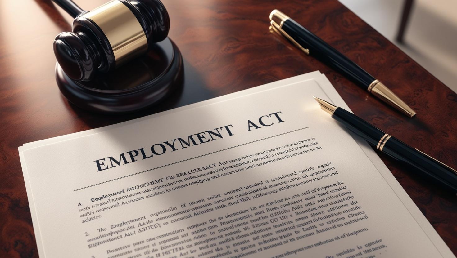 Age discrimination document with gavel and pen on desk.