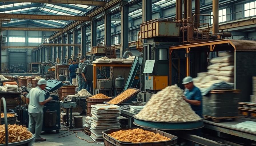 Industrial workers in basic materials market setting, factory environment.