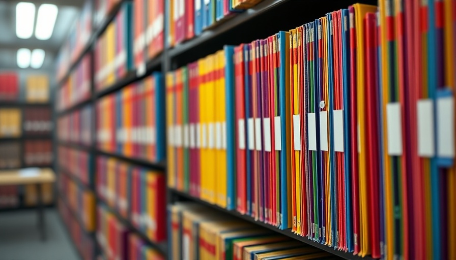 Shelves with colorful file folders, representing data breach potential.