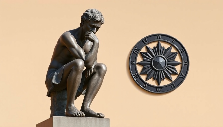 Iconic thinker statue with OpenAI reasoning model emblem concept.