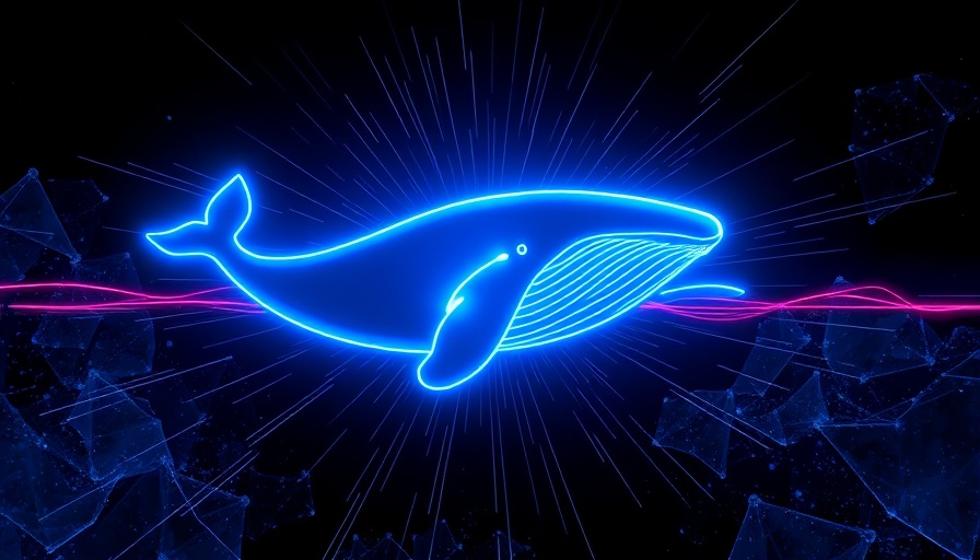 DeepSeek AI futuristic blue whale logo with neon energy