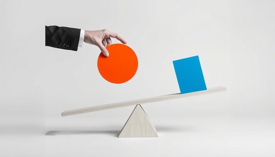 Business hands balancing objects representing search marketing.