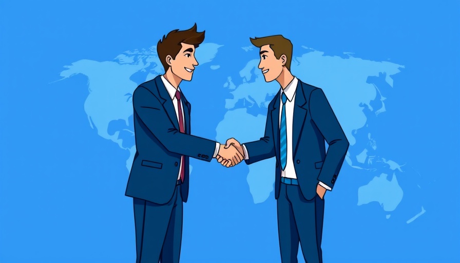 Business handshake with world map background related to marine claims.