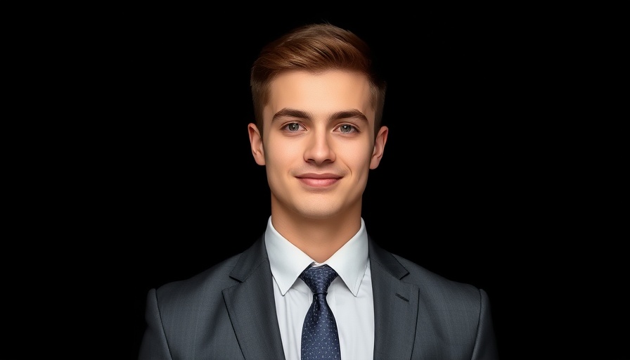 Generative AI professional portrait of a young man in a suit.