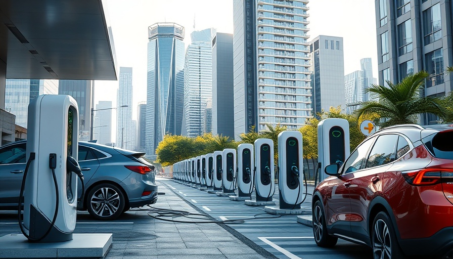 EV charger funding modern cityscape with charging stations