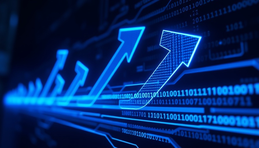 Futuristic digital arrows and binary code for advanced planning systems