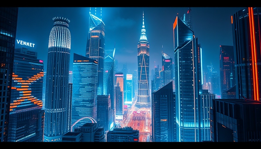 Futuristic cityscape with Insurance Journal text.