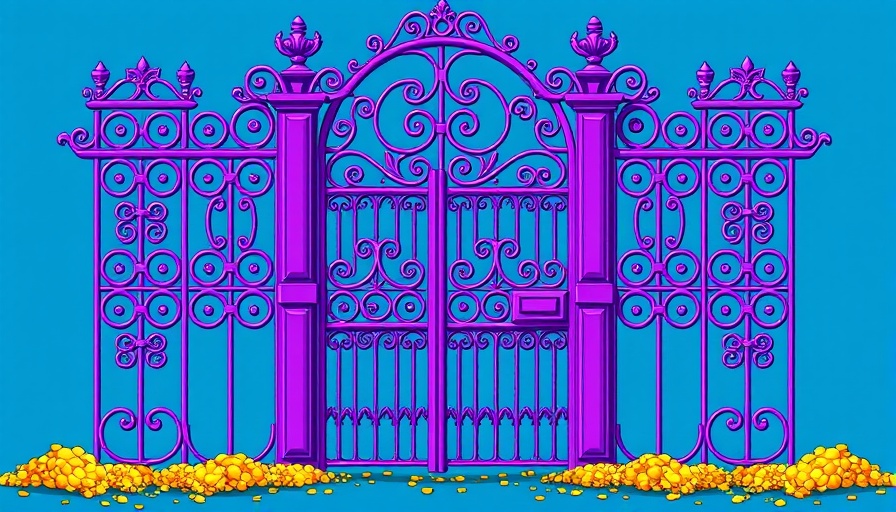 Intricate purple gate on blue backdrop representing AI crawlers