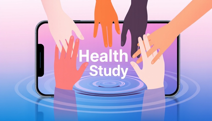 Illustration of hands on a phone for Apple Health Study