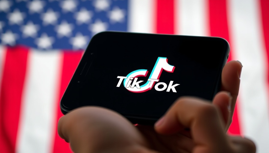 TikTok app logo on phone with American flag background.