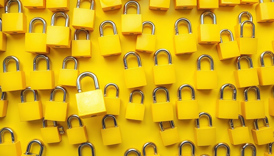 Pattern of yellow padlocks with one unlocked, symbolizing encryption backdoor.