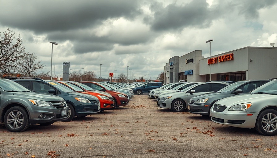 Car dealership lot showing high used car prices.